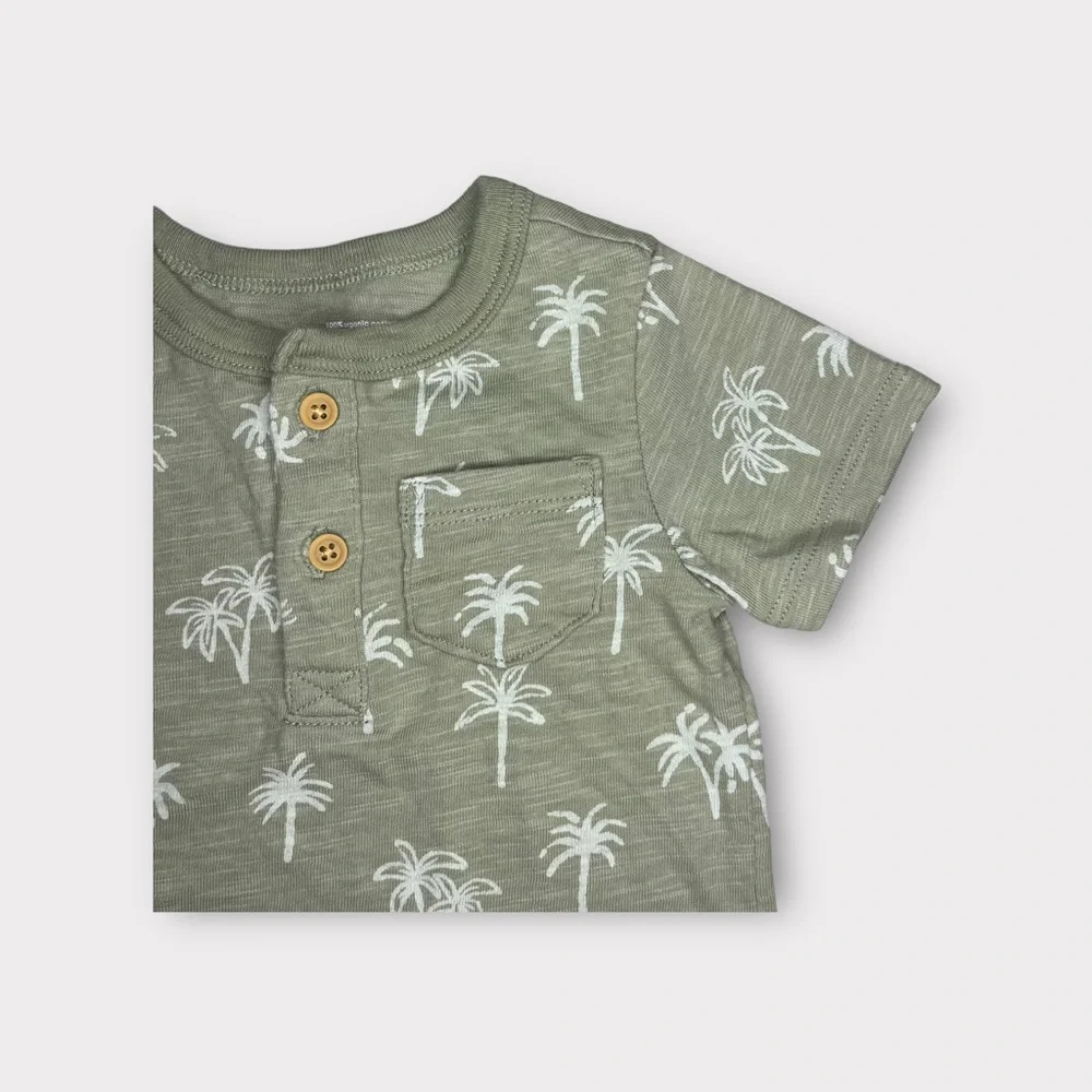 Little Co. By Lauren Conrad Palm Tree Pattern Pale Green Organic Shirt